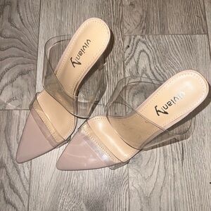 AMAZON Vivian Nude Clear Strap Heels